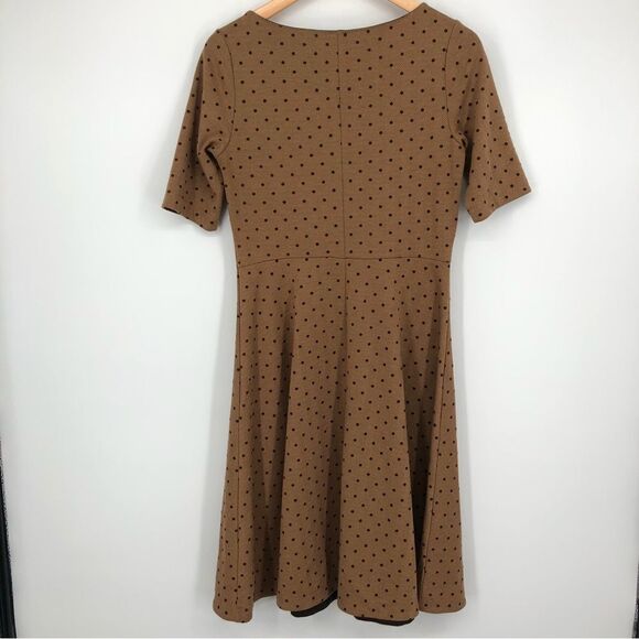 Lands’ End Herringbone Polka Dot Dress Brown Womens Size Small - Picture 7 of 10